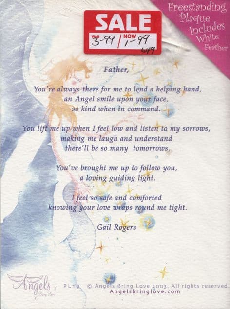 Angels Bring Love Free Standing Plaque - Father - SALE