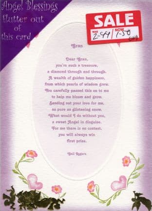 Angels Bring Love Greetings Card - Gran - SALE