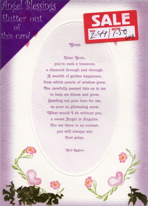 Angels Bring Love Greetings Card - Gran - SALE