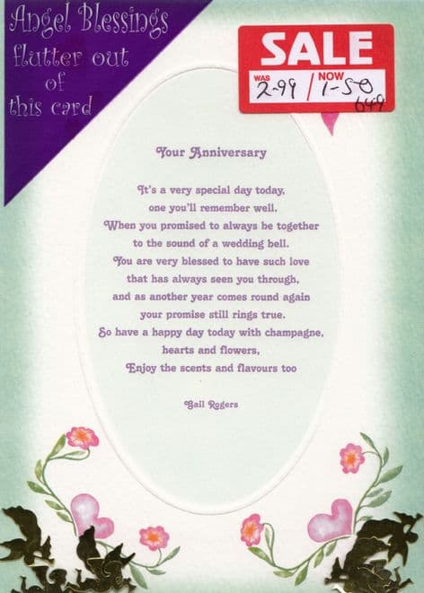 Angels Bring Love Greetings Card - Your Anniversary - SALE