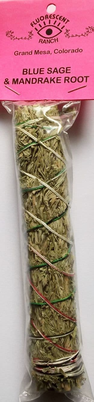 Blue Sage "Grandmother Sage" & Mandrake Root 7" Smudge Stick by "Fluorescent Ranch"