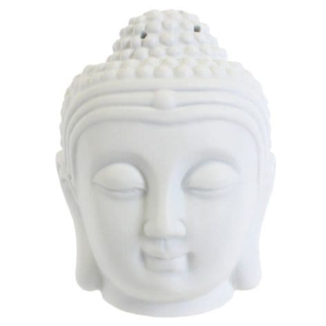 Ceramic Oil Burner - Budddha Head - White