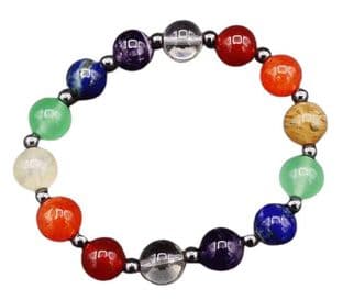 Chakra Bracelet Round 10mm Beads with Hematite Mini Beads