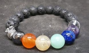Chakra Buddha Bracelet with Lava Beads