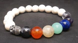 Chakra Buddha Bracelet with White Howlite