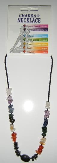 Chakra Necklace - Chunky Chip Gemstone Necklace & Black Beads