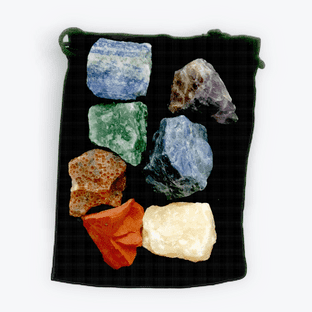 Chakra Stones - Rough Stones in Black Velvet Drawstring Bag
