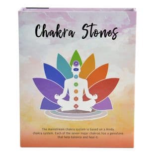 Chakra Stones Set - Includes 7 Gemstones, Selenite Wand, Bag, Info Sheet & Chart