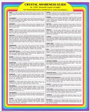 Crystal Awareness Guide I: The Transformational Properties of 58 Gems & Minerals (Laminated Chart)