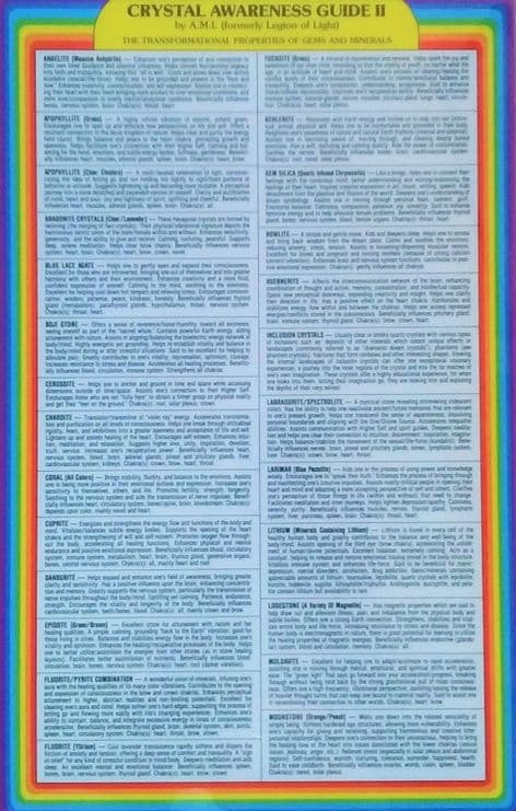 Crystal Awareness Guide II: The Transformational Properties of 49 Gems & Minerals (Laminated Chart)