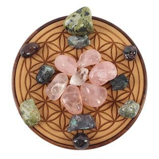 Crystal Grid Set for Love - Complete Set - Grid, 16 Crystals, Pouch & Info