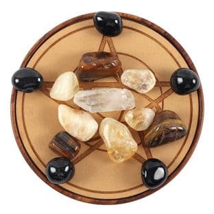 Crystal Grid Set for Protection - Complete Set - Grid, 14 Crystals, Pouch & Info