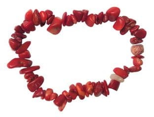 Gemstone Chip Bracelet - Red Coral - Stone of Passion, Vitality & Positivity