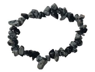 Gemstone Chip Bracelet - Snowflake Obsidian - Stone of Grounding, Purity & Protection