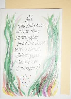 Greetings Card: Sweetgrass (Card including Loose Sweetgrass)