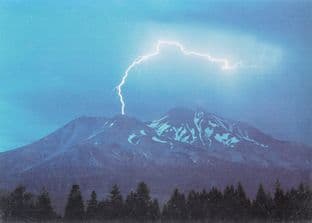 Mount Shasta Blank Greetings Card - Lightning - SALE