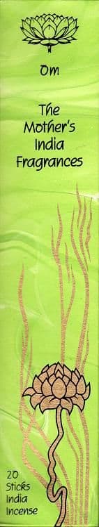 Om: The Mother's India Fragrance Incense 20 Full Length Sticks (Vegan)