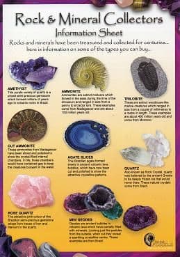 Rock & Mineral Collectors Information Sheet ( Colour Illustrated Chart - A5)