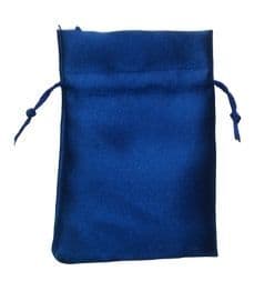 Satin Drawstring Pouch/Bag (small 6x9cm): Blue - Dark