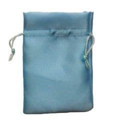 Satin Drawstring Pouch/Bag (small 6x9cm): Blue - Light
