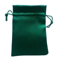 Satin Drawstring Pouch/Bag (small 6x9cm): Green - Dark