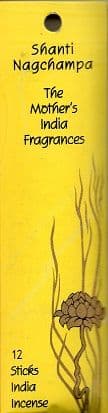Shanti Nag Champa: The Mother's India Fragrance Incense 12 Mini-Sticks