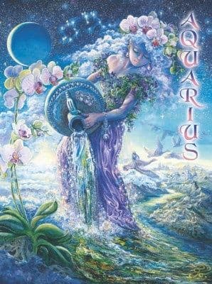 Signs of the Zodiac Greetings Card by Josephine Wall: Aquarius
