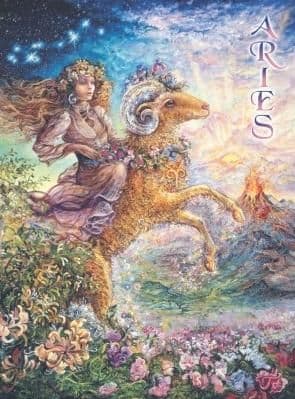 Signs of the Zodiac Greetings Card by Josephine Wall: Aries