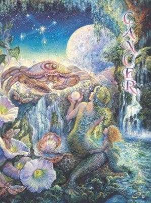 Signs of the Zodiac Greetings Card by Josephine Wall: Cancer