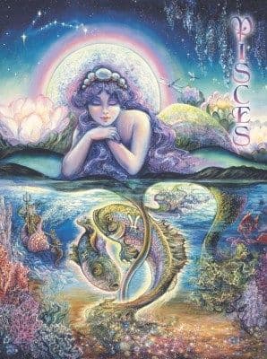 Signs of the Zodiac Greetings Card by Josephine Wall: Pisces