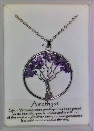 Tree of Life Gemstone Pendant - Amethyst