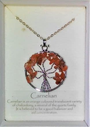 Tree of Life Gemstone Pendant - Carnelian