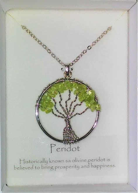 Tree of Life Gemstone Pendant - Peridot