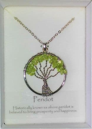 Tree of Life Gemstone Pendant - Peridot