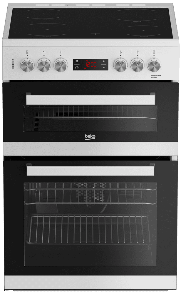 Beko EDC634W 60cm Double Oven Electric Cooker with Ceramic Hob White