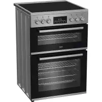 Beko EDC6731S 60cm Double Oven Electric Cooker with Vitroceramic Hob - Silver