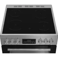 Beko EDC6731S 60cm Double Oven Electric Cooker with Vitroceramic Hob - Silver