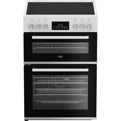 Beko EDC6731W 60cm Double Oven Electric Cooker with Vitroceramic Hob - White