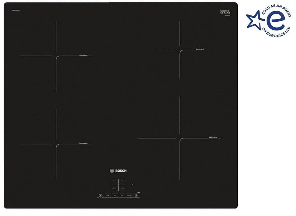 Bosch Induction 60cm Wide 4 Zone Hob PUE611BF1B Frameless