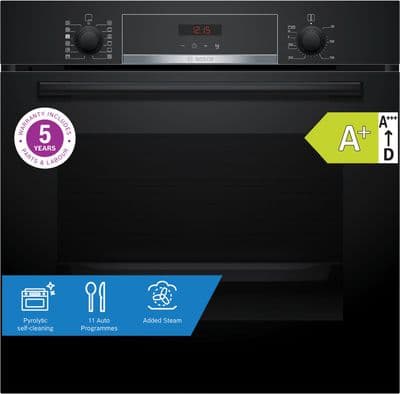 Bosch Series 4 HQA574BB3B Pyrolitic Oven With Added Steam Function - Black