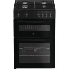 Indesit IDG6GB 60cm Gas Double Cooker - Black