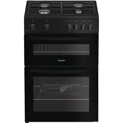 Indesit IDG6GB 60cm Gas Double Cooker - Black