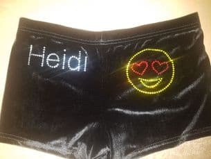 Personalised shorts with a love heart emoji