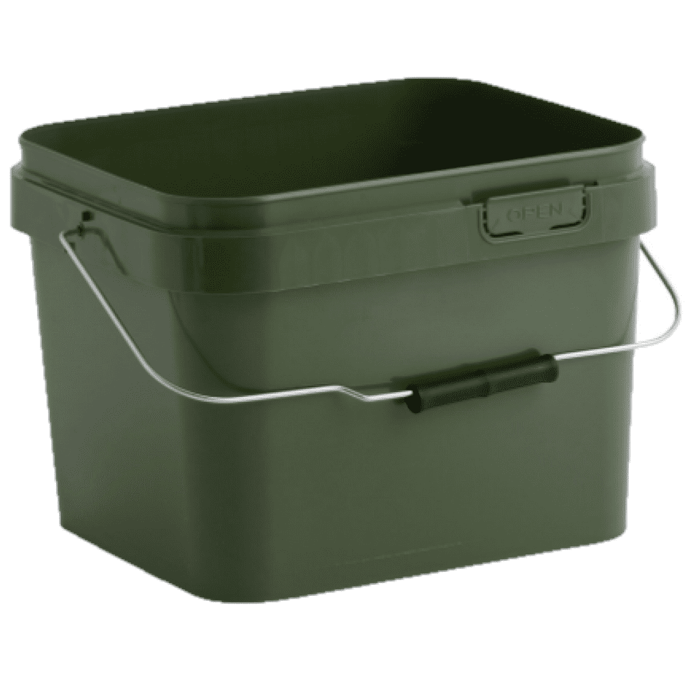 10 LITRE FOOD GRADE SQUARE OLIVE GREEN PLASTIC BUCKET & LID