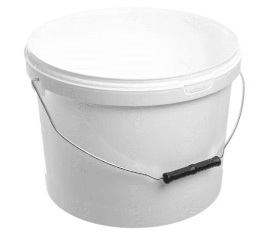 10 LITRE FOOD GRADE WHITE PLASTIC BUCKET & LID M/H