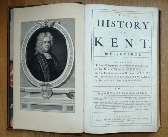 Antique Book, The HISTORY of KENT, John Harris Original 1st edition 1719