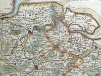 Antique County Map KENT Robert Morden Original Hand Coloured Engraving 1722