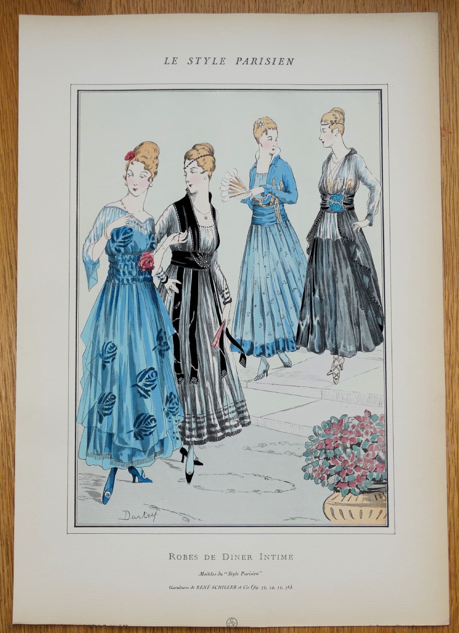 ANTIQUE FASHION PRINT Le Style Parisien Dinner Dresses large