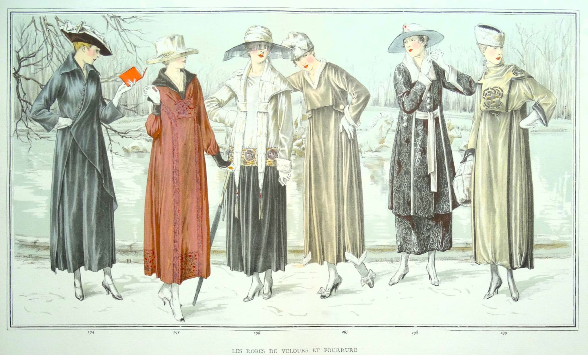 ANTIQUE FASHION PRINT Vintage Art Nouveau Large Format Original