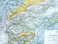 Antique Geological Map Scotland  SCOTTISH COAL FIELDS Original Colour Print 1885